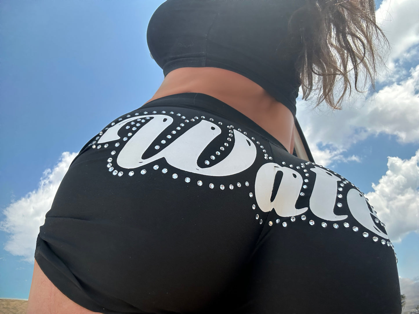 "Water" Rhinestone Booty Shorts